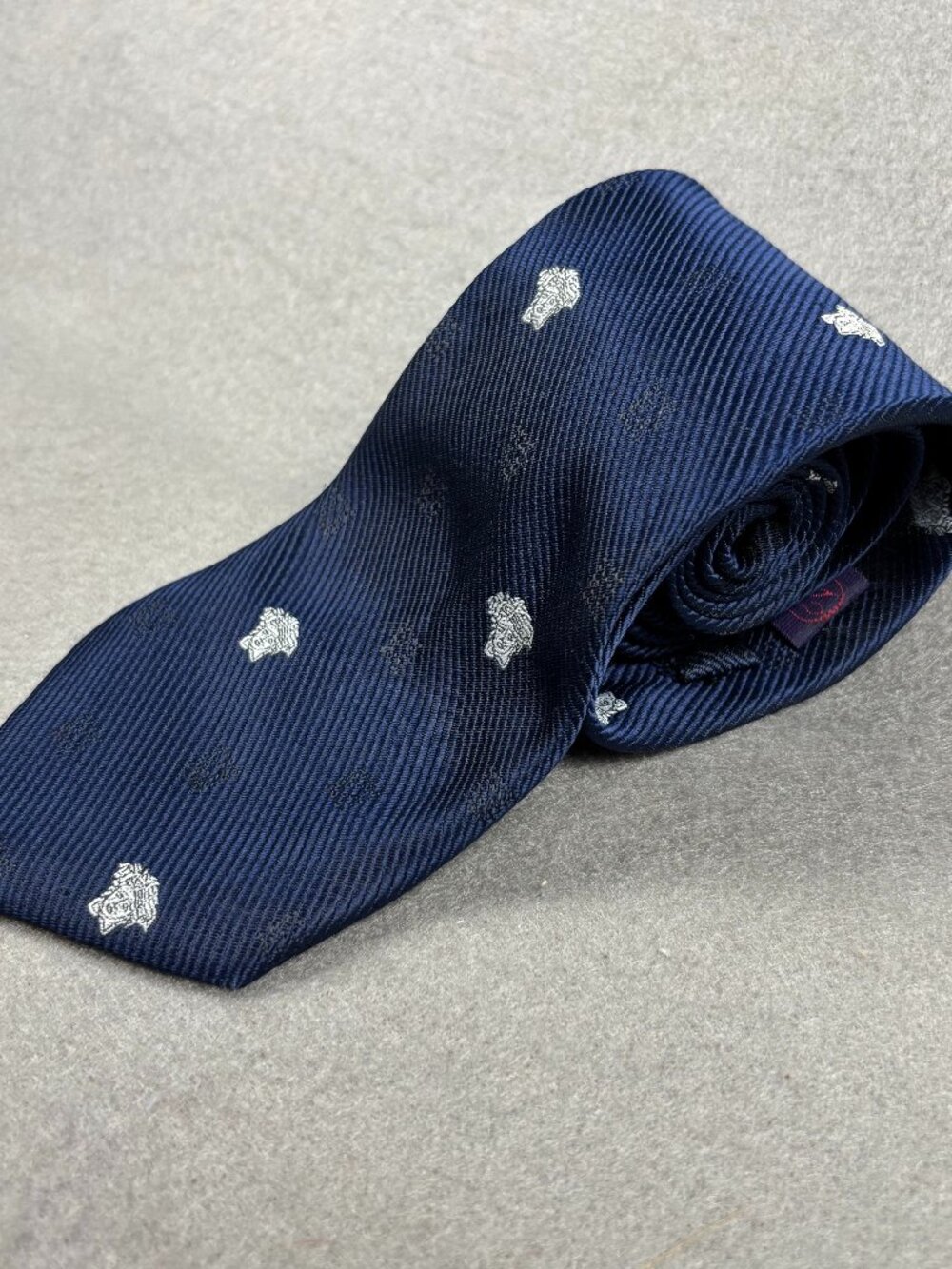 Versace Classic Medusa Head Navy Blue 100% Silk Tie Made in Italy